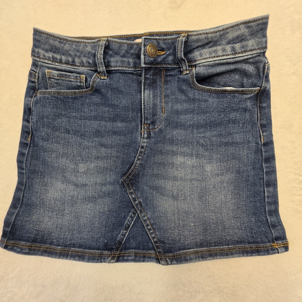 SO Girls Denim Mini Skirt Size 12 Blue Stretch Jean Skirt Youth